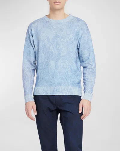 Etro Paisley Intarsia-knit Jumper In Blue