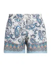 Etro Men Powder Blue Paisley Ramage-printed Swim Shorts In Blue