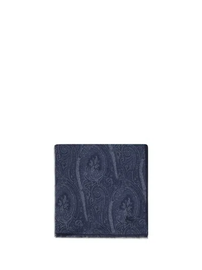 Etro Men Paisley Scarf In Blue