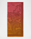 Etro Men's Paisley Scarf With Fringe In Print On Red Base