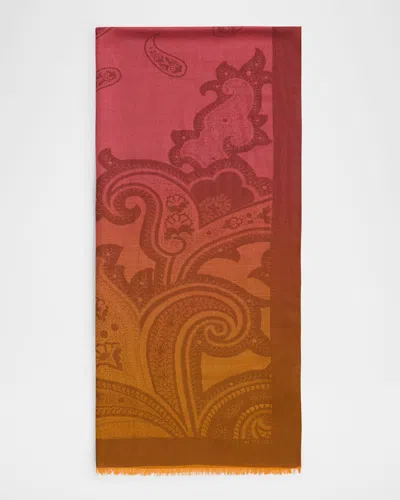 Etro Men's Paisley Scarf With Fringe In Red