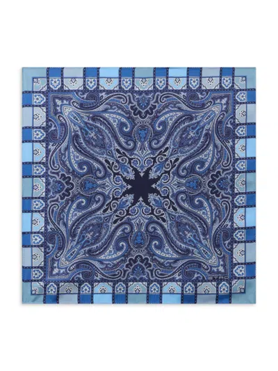 Etro Men's Paisley Silk Neck Scarf In Blue