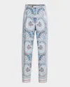 Etro Paisley Straight Pants In Print On White Base