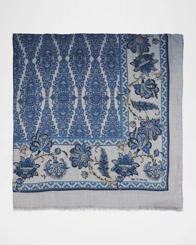 Etro Men's Patterned Modal Scarf In Blue