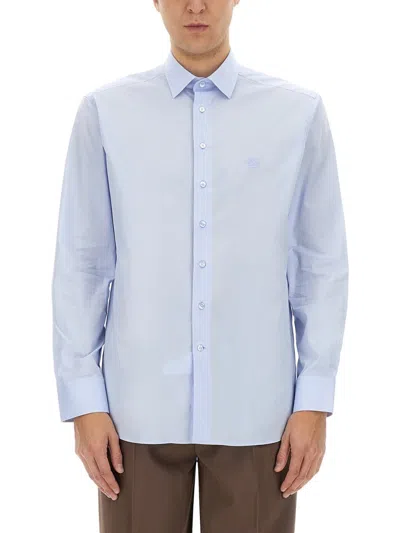Etro Men's Shirt With Logo In Blue