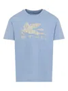 Etro Cotton T-shirt With Logo Print In Blue