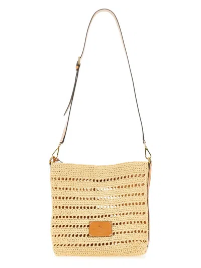 ETRO MEN'S PERFORATED RAFFIA SHOULDER BAG