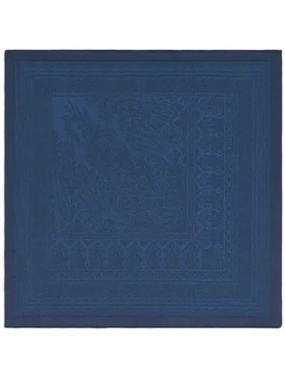 Etro Paisley-print Silk-blend Pocket Scarf In Navy Blue