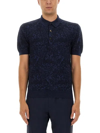 Etro Polo Shirt With Pegasus Embroidery In Blue