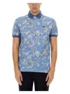 Etro Polo Shirt With Print In Azure