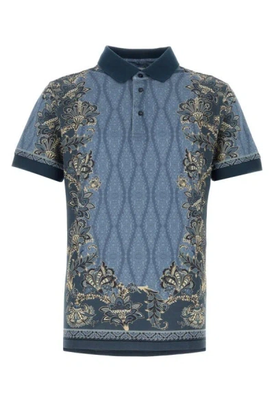 Etro Men Printed Piquet Polo Shirt In Multicolor
