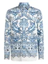 Etro Floral Print Cotton Long Sleeve Shirt In Multi