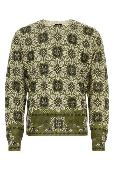 Etro Floral Print Silk Cashmere Crew-neck Sweater In Multicolor