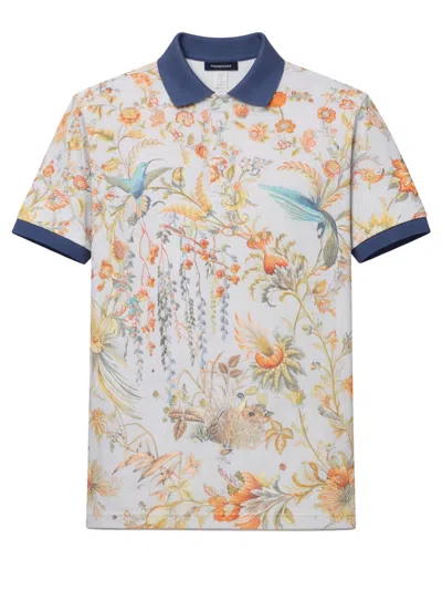 Etro Cotton Collared Short Sleeve T-shirt With Ribbed Cuffs In Multi
