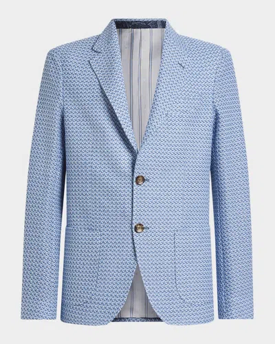 Etro Men's Roma Honeycomb Cotton Two-button Sport Jacket In Blue