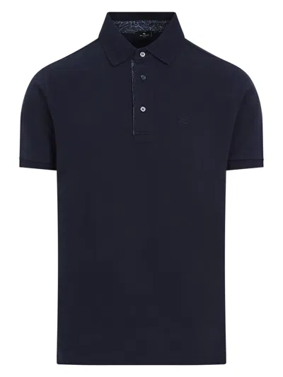 ETRO MEN'S ROMA PRINTED DETAILS POLO T-SHIRT