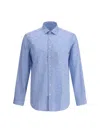 Etro Shirt Jacquard Collar Button-down In Blue