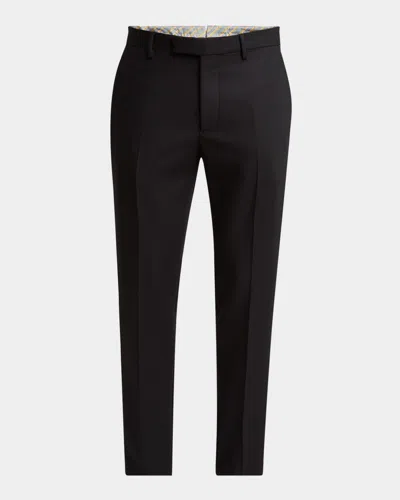 ETRO MEN'S SLIM FLAT-FRONT EVENING PANTS
