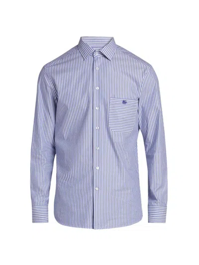 Etro Men's Striped Jacquard Shirt In Blue