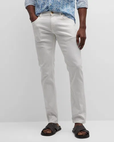 Etro Men's Tonal Jacquard Denim Jeans In Wntr White