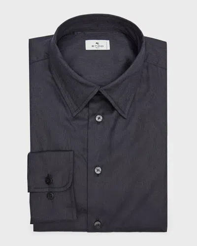 Etro Men's Tonal Jacquard Dress Shirt In Black