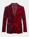 Etro , Blazer Aus Samt Mit Print, Herren, Bordeaux, Grösse 54 In Red