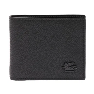 ETRO MEN'S WALLET ETRO - TUMBLED LEATHER WALLET - BLACK