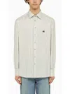Etro Men's White/green Striped Long Sleeved Shirt | Size 41 Cm | Mrib000299tr507 In White