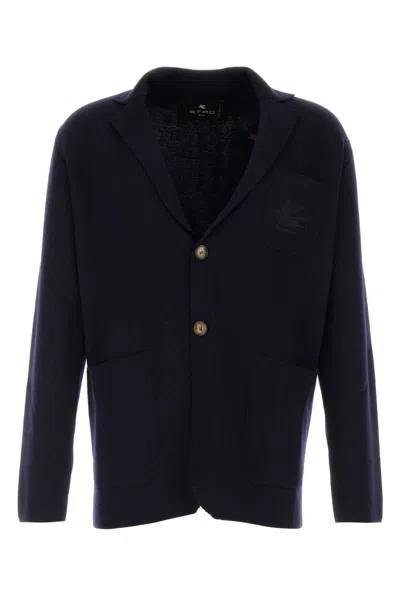 Etro Wool Blend Blazer In Blue