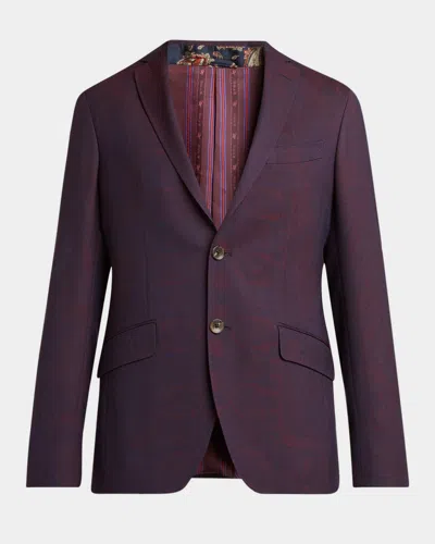 Etro Men's Wool Jacquard Two-button Sport Coat In Burgundy