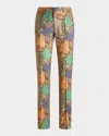 Etro Men's Wool Patchwork Flat-front Trousers In Multi
