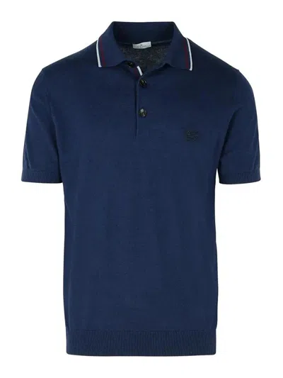 Etro Mens  Navy Cotton Polo Shirt By In Blue