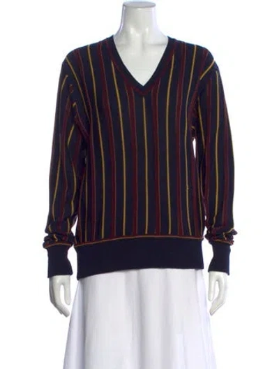 Pre-owned Etro Merino Wool Striped Sweater In Blue