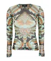 Etro Women Multicolor V-neck Top With All-over Floral Print In Viscose Blend Woman In Green