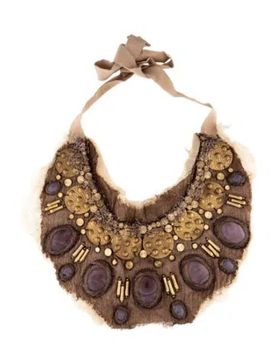 Pre-owned Etro Mesh,fabric & Bead Collar Necklace, 39" In Multicolor