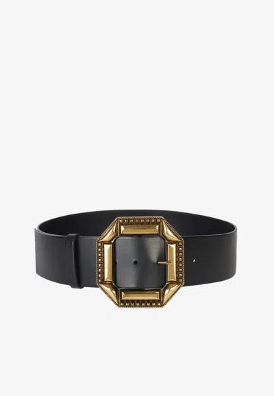 Etro Metal Buckle Leather Belt In Black