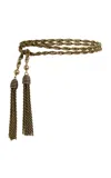 Etro Metal Chain Belt With Tassels In Gold