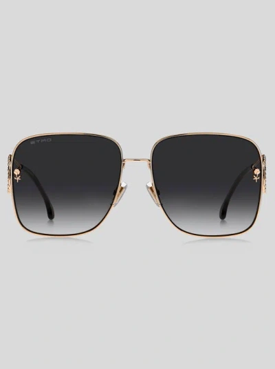 Etro Metal Paisley Sunglasses In Black