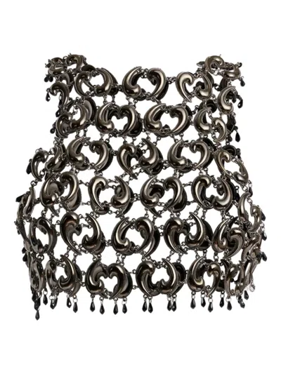 Etro Metal-paisley Top In Gray