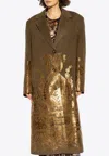 Etro Metallic Brocade Single-breasted Coat In Brown