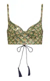 Etro Metallic Bustier Top In Green