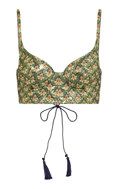 Etro Metallic Bustier Top In Green