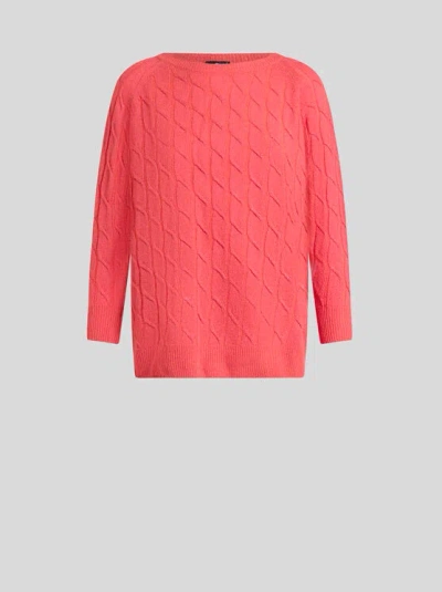 Etro , Metallic Cable-knit Sweater, Woman, Red, Size 40