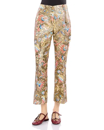 Etro Metallic Flare Trousers In Green