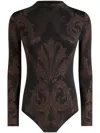 Etro Metallic Jacquard Bodysuit In Brown