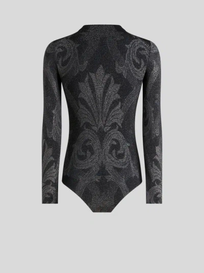 ETRO , METALLIC JACQUARD BODYSUIT, WOMAN, BLACK, SIZE XS