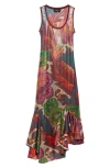 Etro Laminated Jersey Dress With Maxi Floral Print In Stampa F.do Bianco