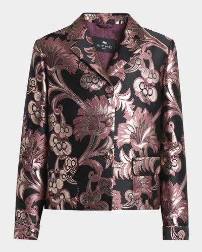 Etro Metallic Jacquard Single-breasted Blazer In Multi