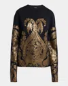 Etro Metallic Jacquard Crewneck Sweater In Gray