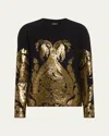 Etro Metallic Jacquard Crewneck Sweater In Gray